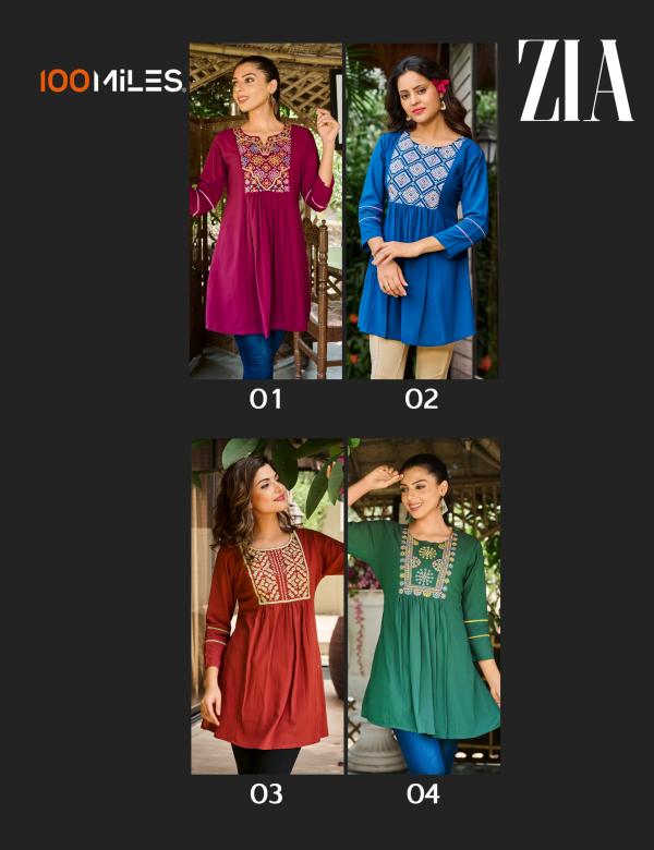 100 Miles Zia Georgette Embroidery Tunic Collection